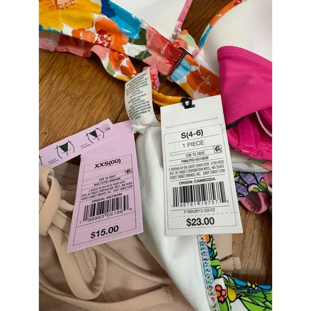 8pc NWT Target Bikini Bundle Shade & Shore Wild Fable Floral‎ Solid XS S 32B 36B